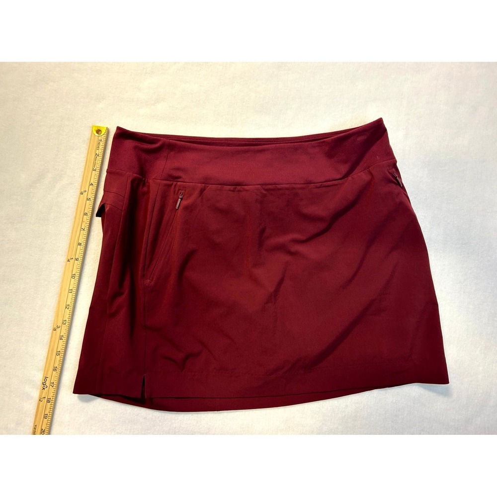 Athleta Soho Skort Wine Maroon Short + Skirt Zip Pockets Stretch Plus Size 16 - Picture 6 of 12